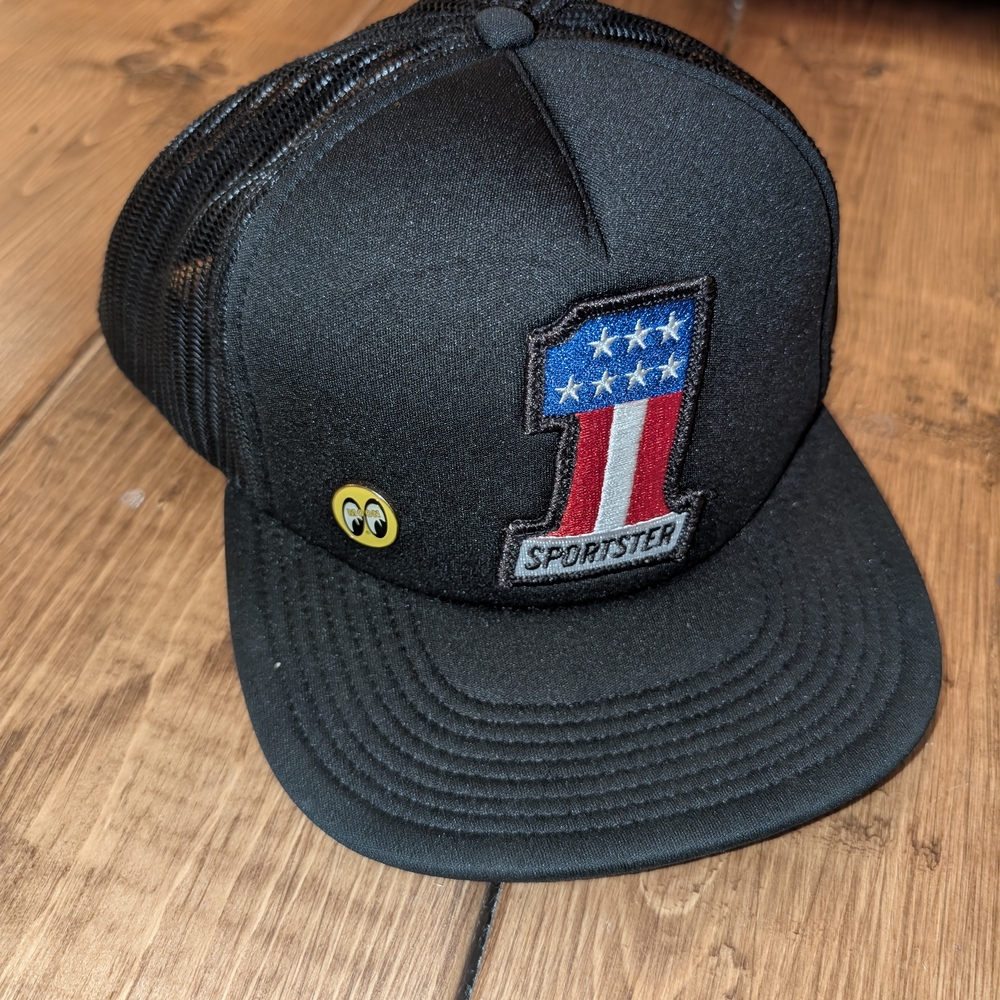 Sportster Black Mesh Cap with Embroidered Logo